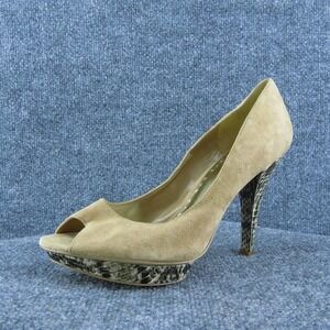 BCBG Taraz Women Platform Heel Shoes Brown Leather Size 10‎ Medium